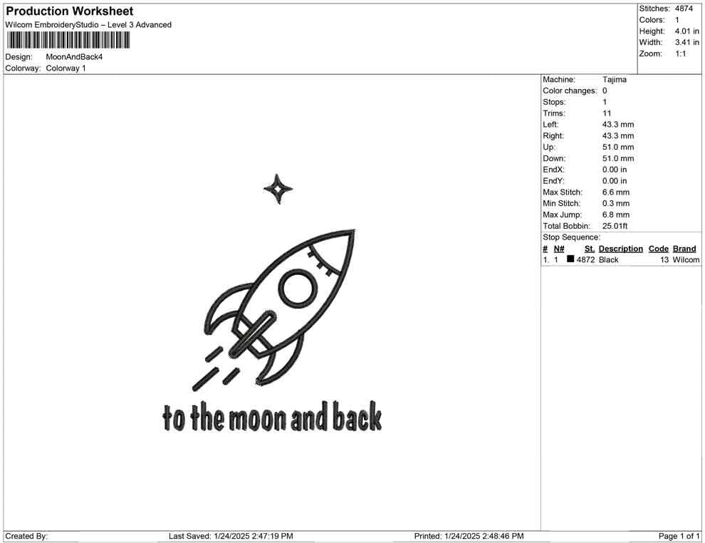 Valentine Rocket Embroidery Design: 'Love You To The Moon' (4 Sizes) (Digital File)