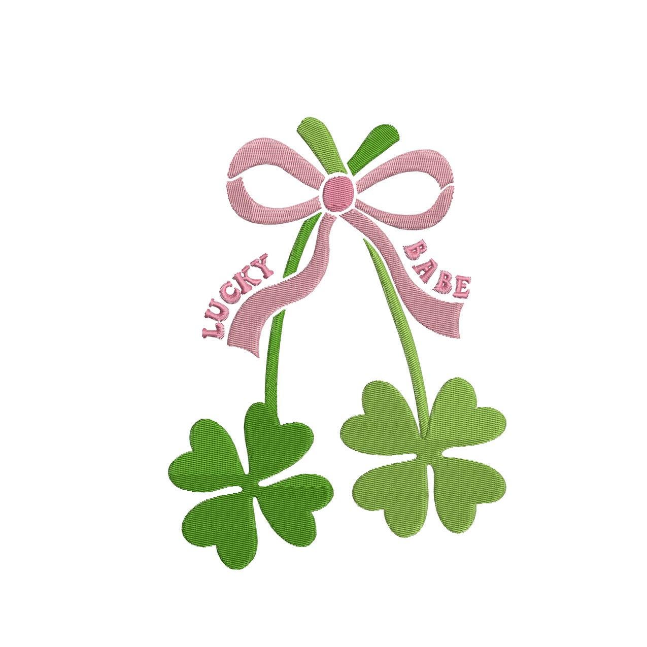 St Patricks Day  Lucky Babe Clover Saint Patrick's Machine Embroidery File Ribbon Bow | 4 Sizes