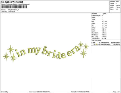In My Bride Era Embroidery Design: Wedding Celebration File (PES, DST)