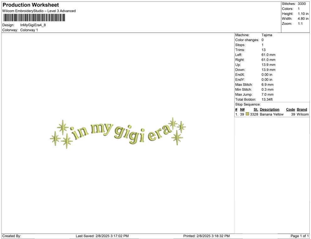 In My Gigi Era                            Family Wedding Machine Embroidery File, Single Color Cute Girly | 4 sizes