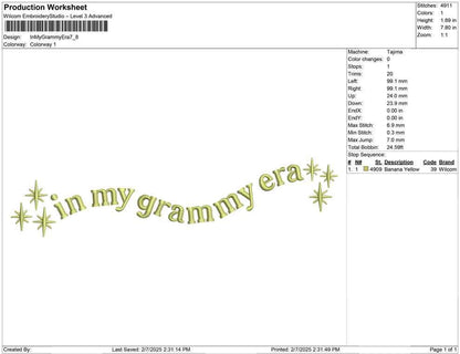 In My Grammy Era Embroidery Design: Chic Grandmother Gift (Digital Download)
