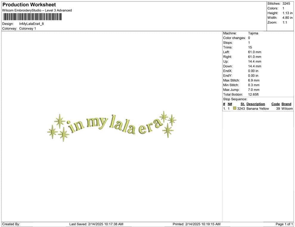 In My Lala Era Embroidery Design: Playful Arched Text (Digital Product)