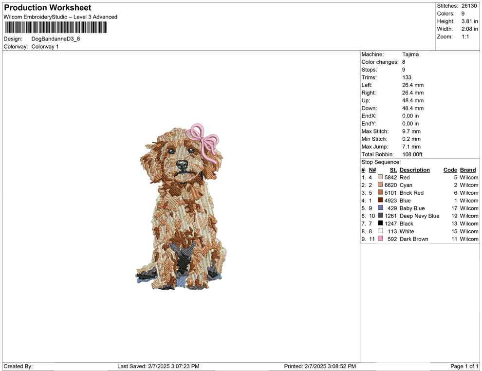 Goldendoodle Embroidery Design Goldendoodle Dog Machine Embroidery File Dog with Pink Bow Embroidery File (Digital Download)