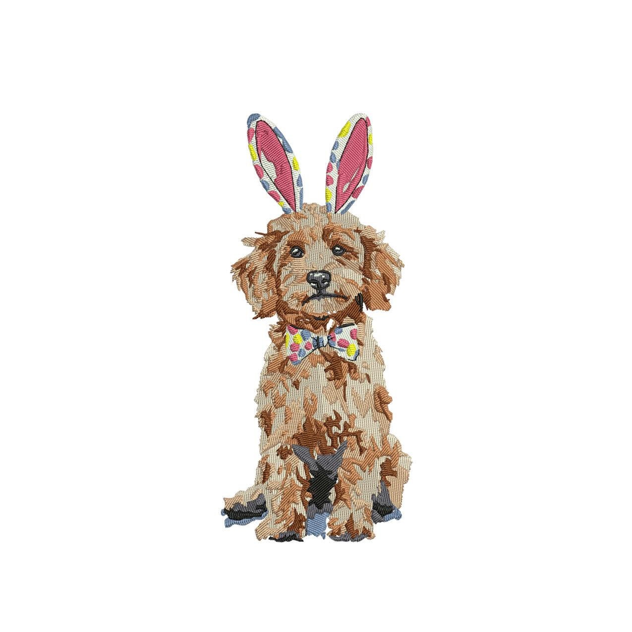 Goldendoodle Easter Puppy Embroidery File: Dog Mom Gift (PES, DST, EXP)