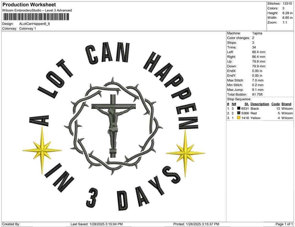 A Lot Can Happen in 3 Days Jesus  Three Days Easter Machine Embroidery File | 4 Sizes