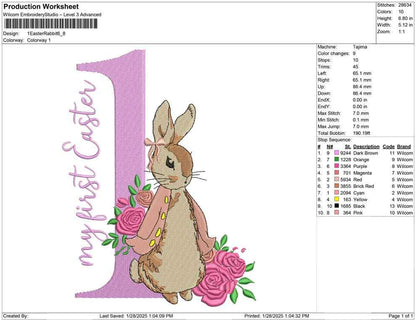 My First Easter  Cute Newborn 1st Easter Machine Embroidery File Easter Flower | 4 Sizes