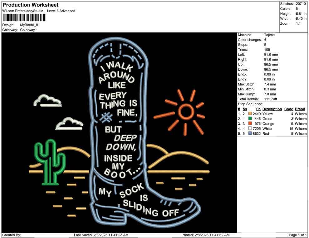 Western Cowboy Boot Cowgirl Machine Embroidery File Funny Southern Design Gift for Her | 4 Sizes