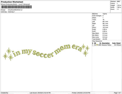 In My Soccer Mom Era Embroidery Design (PES DST)