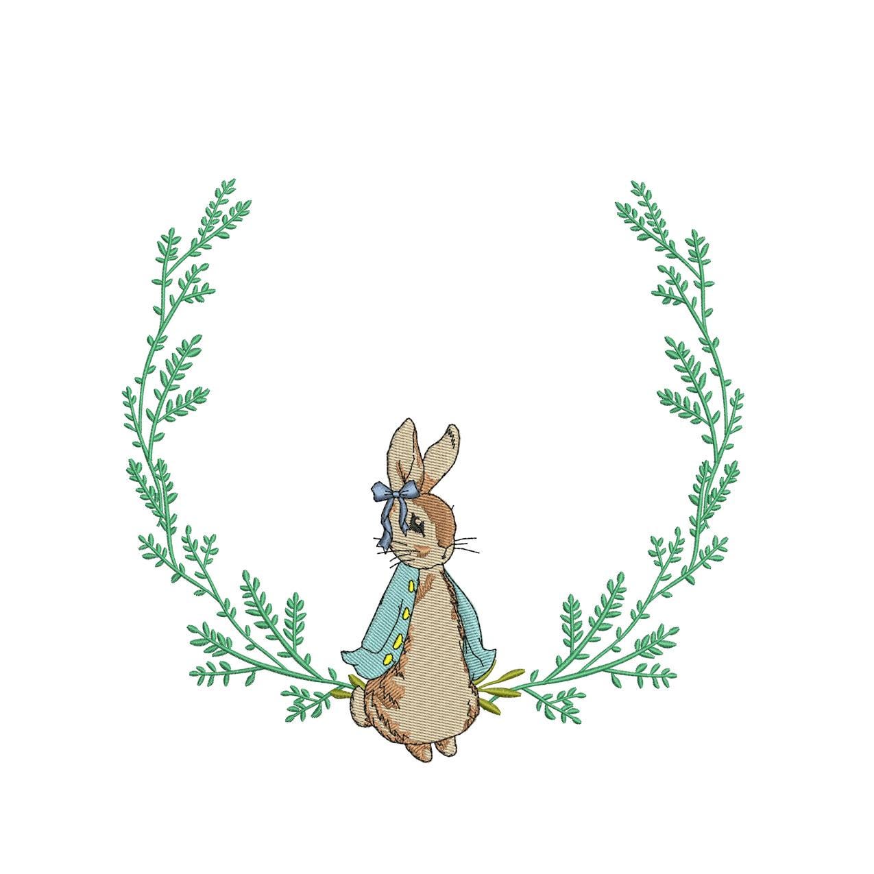 Bunny Wreath Embroidery Design: Spring Nursery Decor (PES Digital Download)