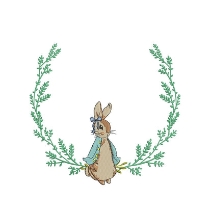 Bunny Wreath Embroidery Design: Spring Nursery Decor (PES Digital Download)