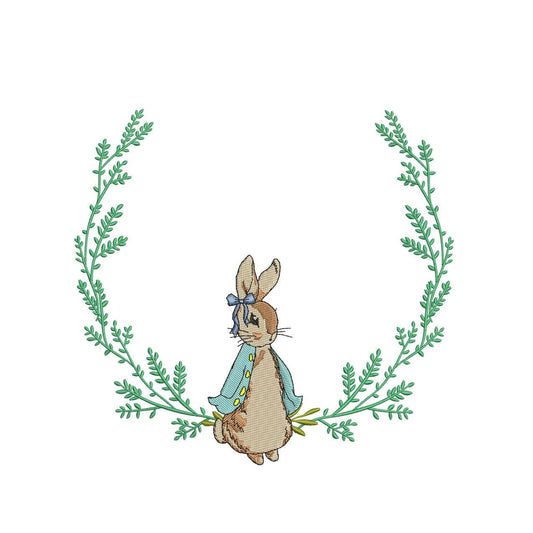 Bunny Wreath Embroidery Design: Spring Nursery Decor (PES Digital Download)