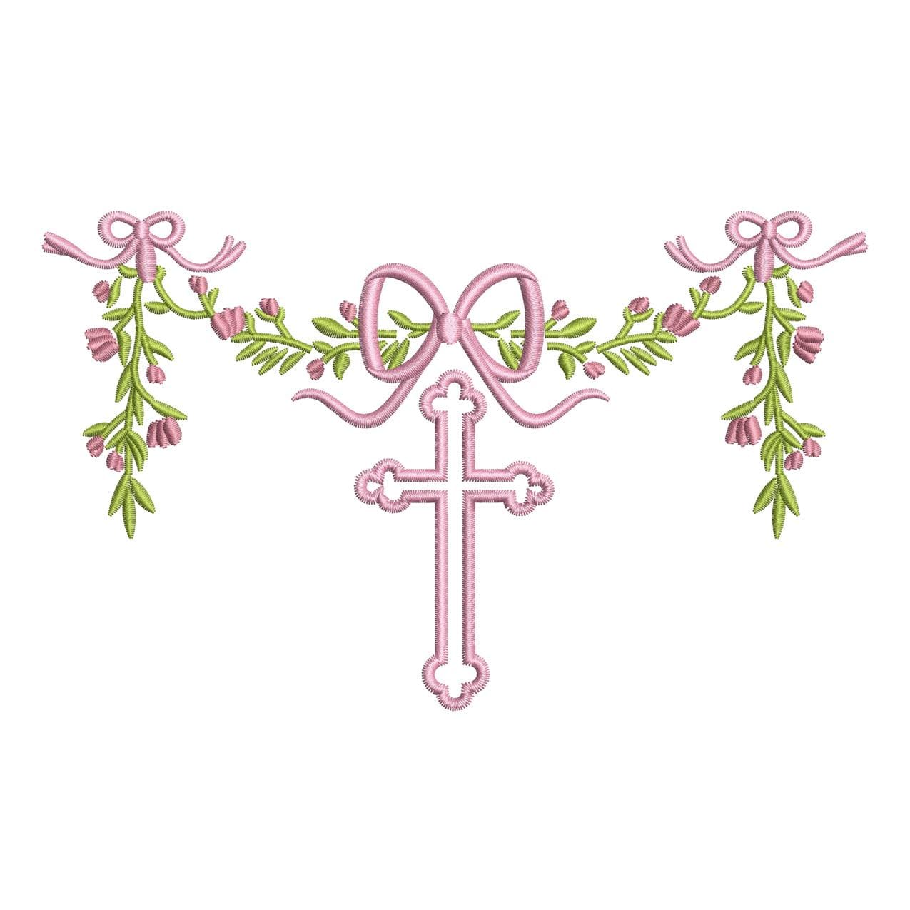 Floral Cross Frame Crest Banner For Easter