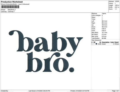 Baby Bro Embroidery Design: Sibling Gift (Digital Download)