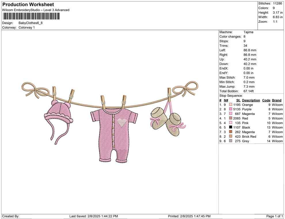 Baby Clothesline Embroidery Design: Newborn Onesie (Digital Download)