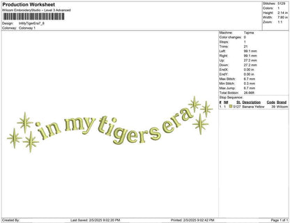 Tigers Era Embroidery Design: Retro Sports Fan File (4 Sizes)