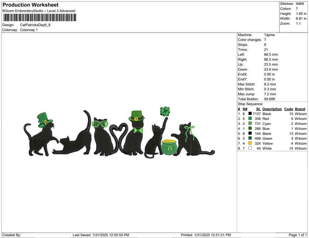 St. Patrick's Cat silhouette Embroidery Design pes dst exp hus jef sew vp3 xxx Saint Patricks Day Machine Embroidery File Cute Gift | 4 Size