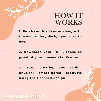 Commercial Use License: SUNSINSTUDIOS Embroidery Design (Digital Download)