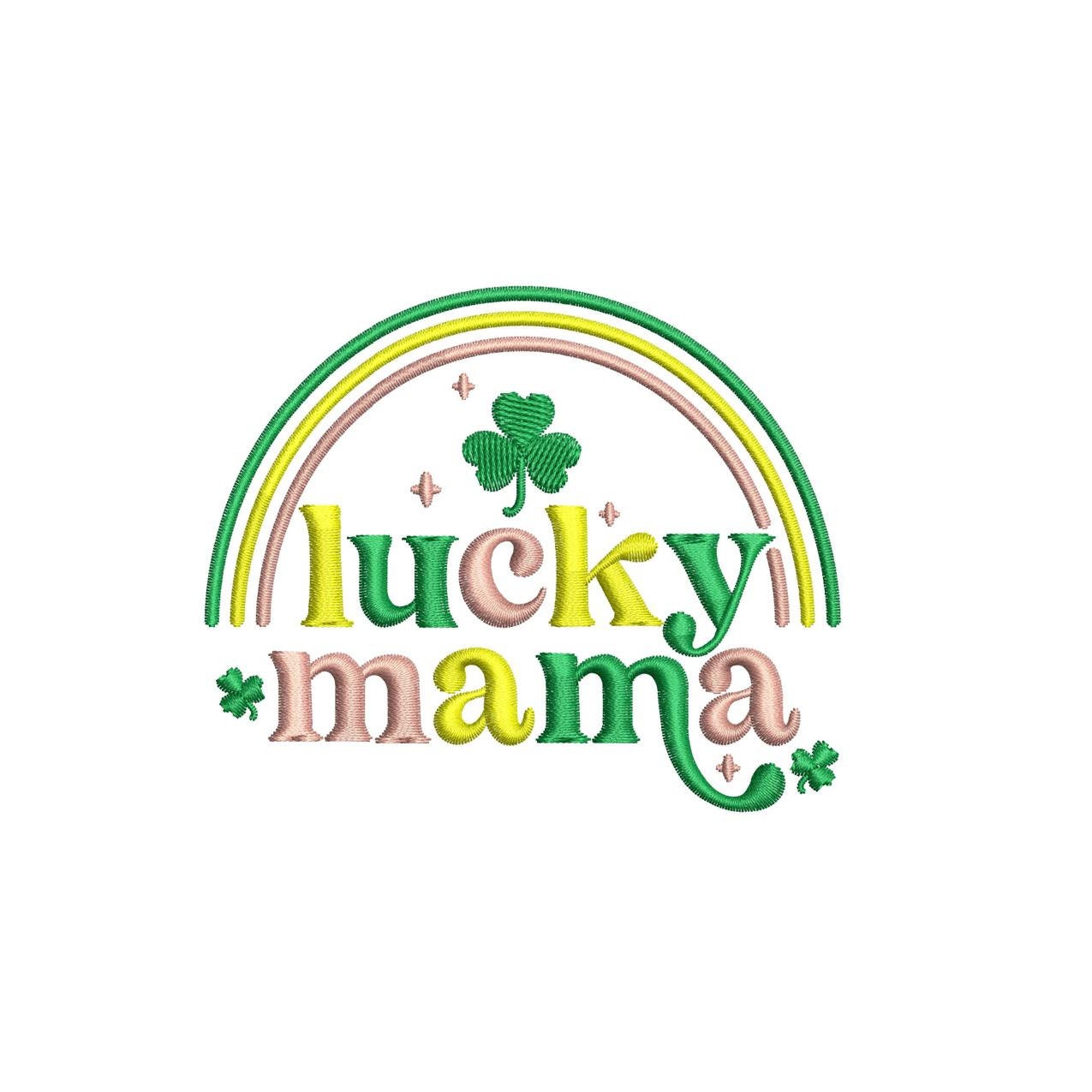 Lucky Mama St Patricks Embroidery Design: Clover Rainbow (Machine Embroidery File)