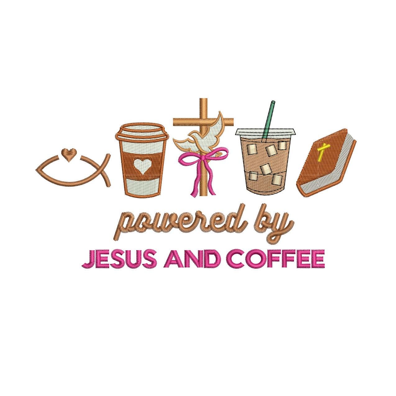 Christmas Embroidery Designs: Jesus and Coffee, Cross, Dove, Iced Coffee, and Bible Embroidery Machine File Christian Embroidery Design