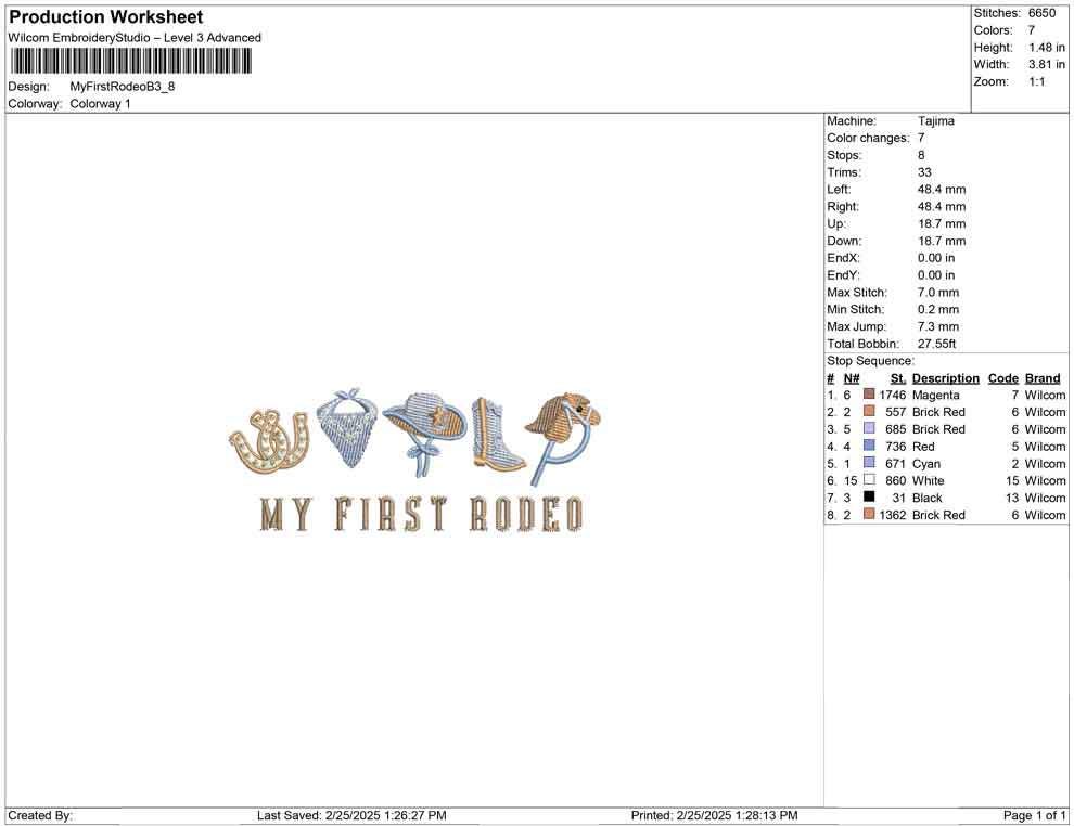 My First Rodeo Embroidery Design: Western Baby Machine Embroidery File Cowboy Toddler Clothing Embroidery File (PES DST JEF More)
