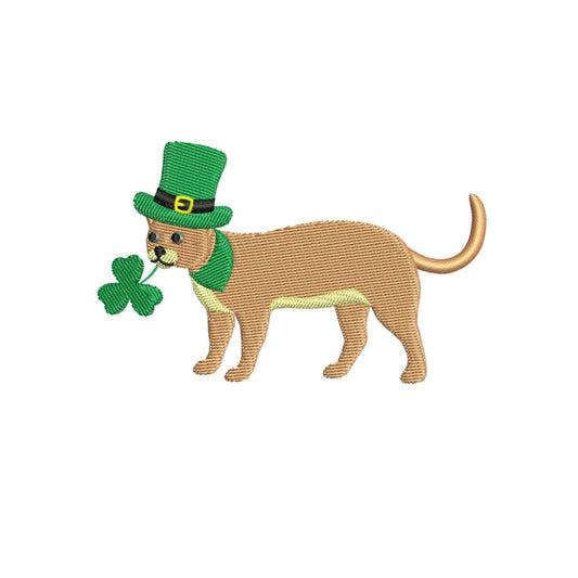 St Patricks Day Cat Embroidery Design: Lucky Shamrock (Digital Download)