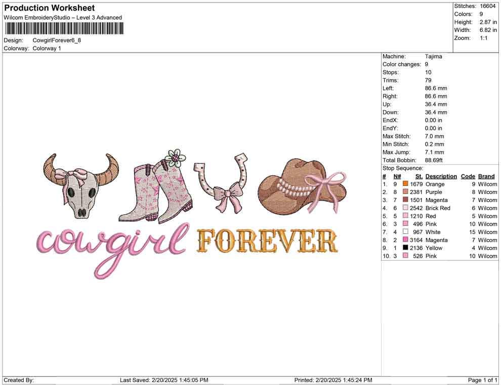 Western Cowgirl Forever Embroidery File pes dst exp hus jef sew vp3 Texas Machine Embroidery File Coquette Cowgirl Cowboy Hat Boots | 4 size