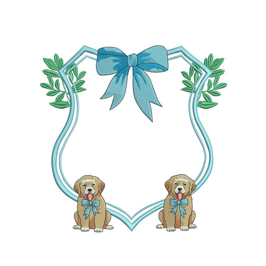 Cute Puppy Dogs Banner Crest Frame