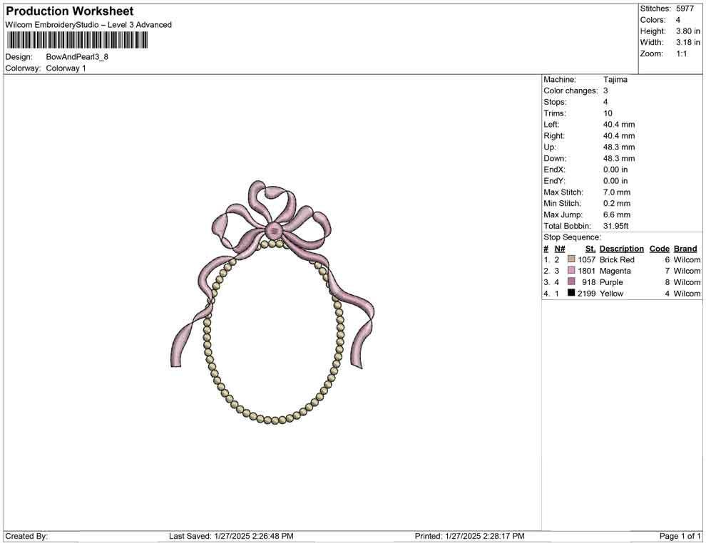 Bow and Pearl Wreath Embroidery Design: Vintage Monogram Frame (Multiple Size)