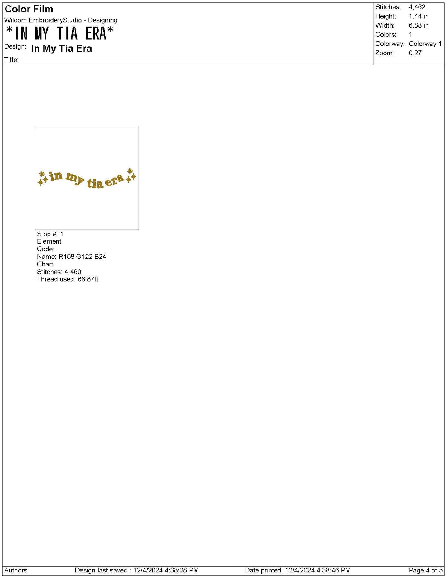 In My Tia Era Embroidery Design: Aunt Gift (Digital Download)