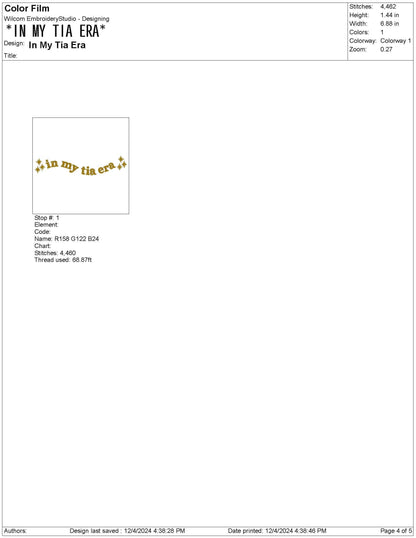 In My Tia Era Embroidery Design: Aunt Gift (Digital Download)