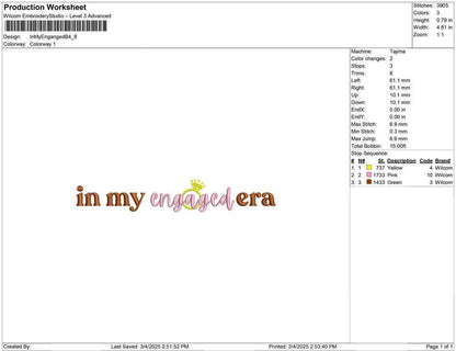 In My Engaged Era Embroidery Design: Bridal Gift (Digital Download)