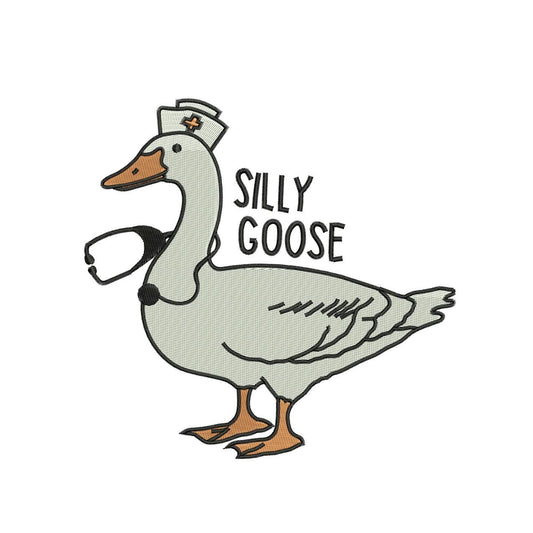 Silly Goose Nurse Embroidery Design: Funny Stethoscope Embroidery File (PES, DST)