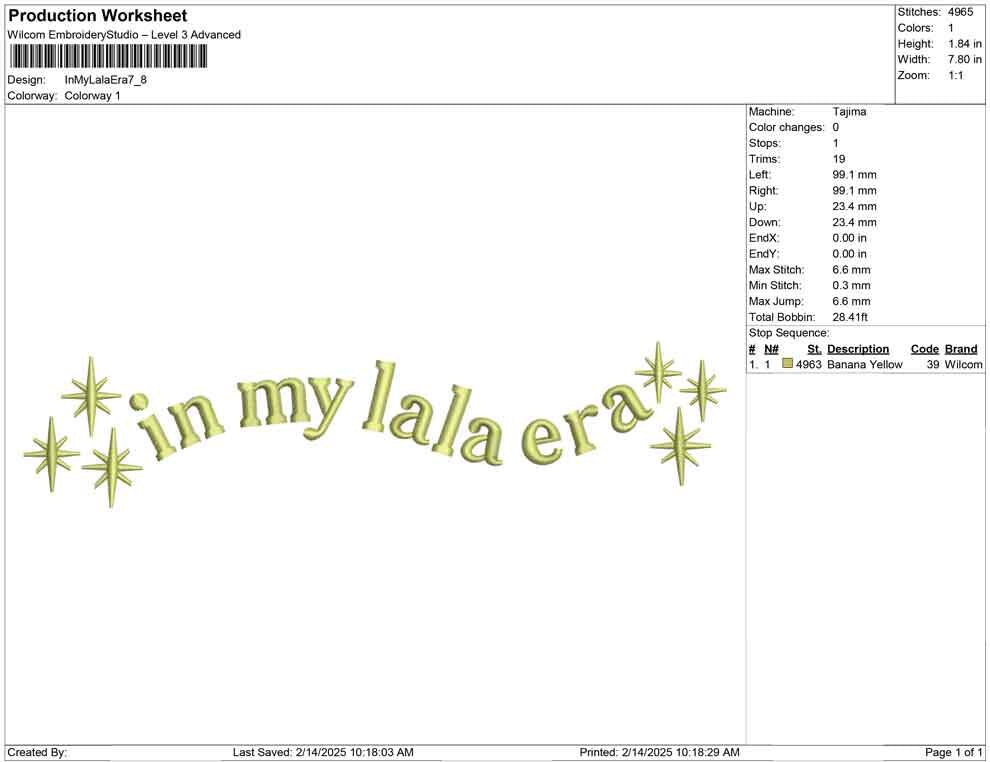 In My Lala Era Embroidery Design: Playful Arched Text (Digital Product)