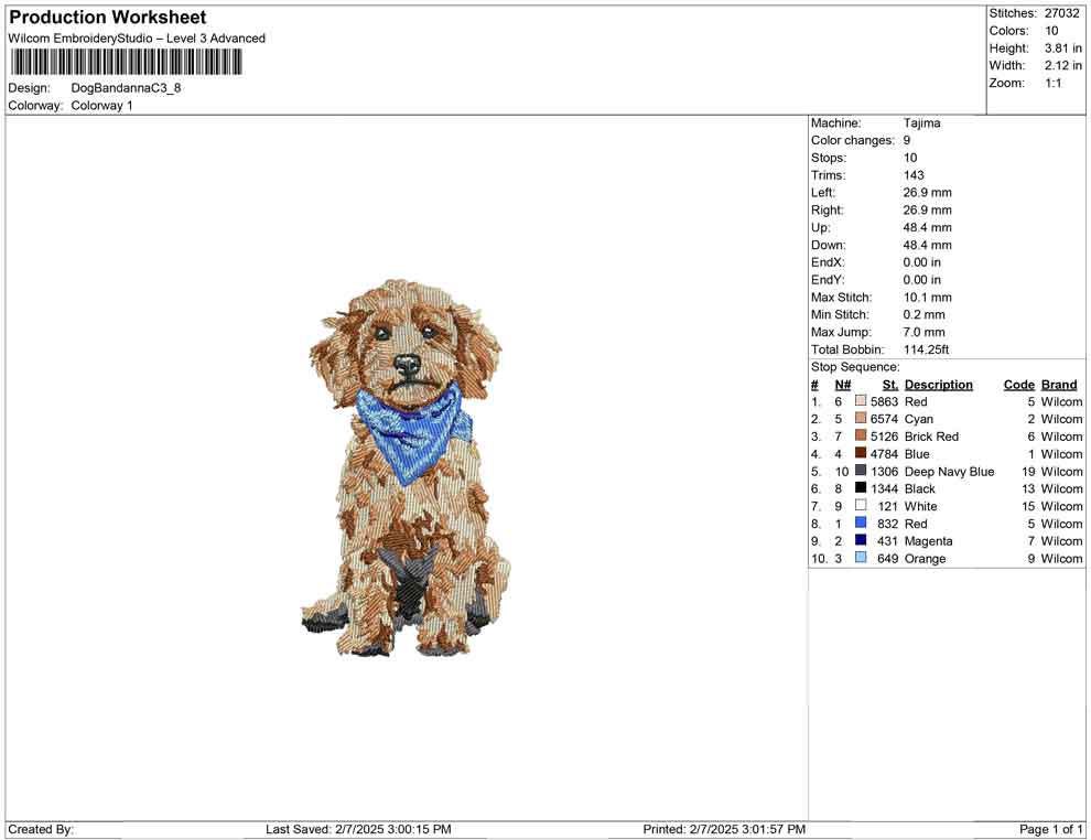 Goldendoodle Dog Embroidery Design: Blue Bandana Puppy Machine Embroidery File Goldendoodle Dog Embroidery File (PES, DST, JEF More) Digital