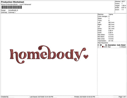 Winter Embroidery Designs: Homebody Love Embroidery Machine File Funny Introvert Machine Embroidery Files (Digital Download)