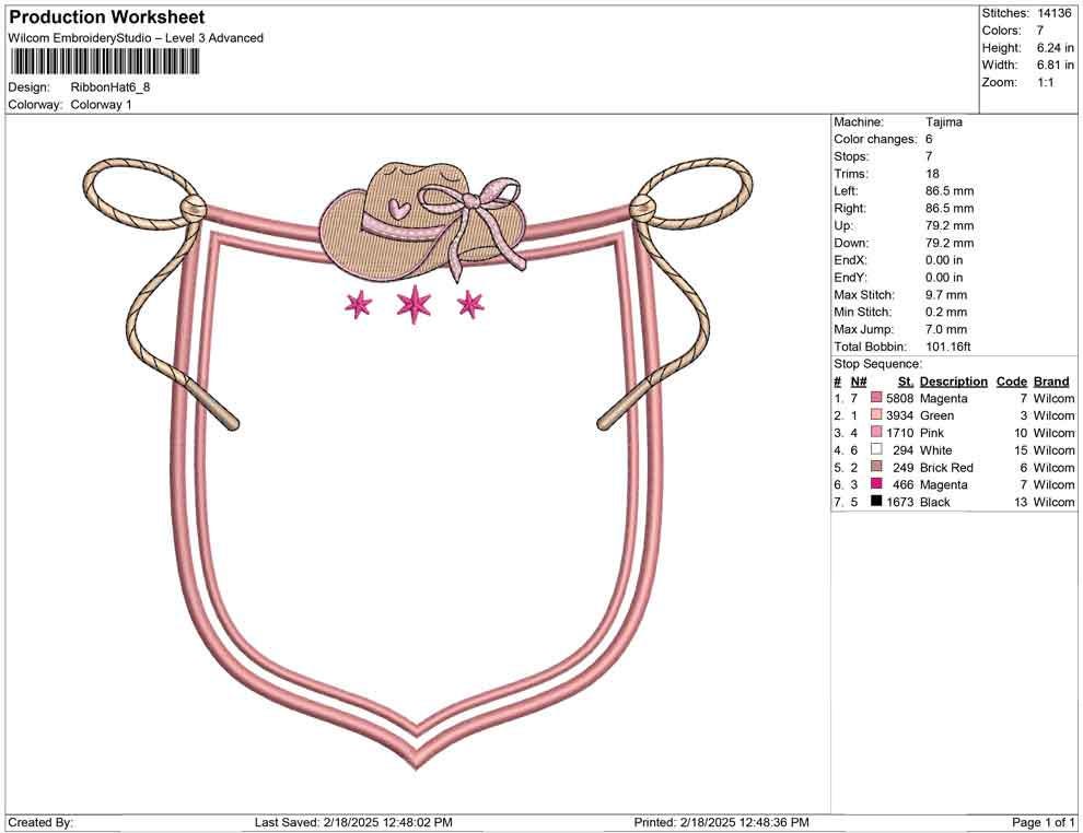 Cowgirl Hat Badge Embroidery Design: Western Crest (Digital Download)