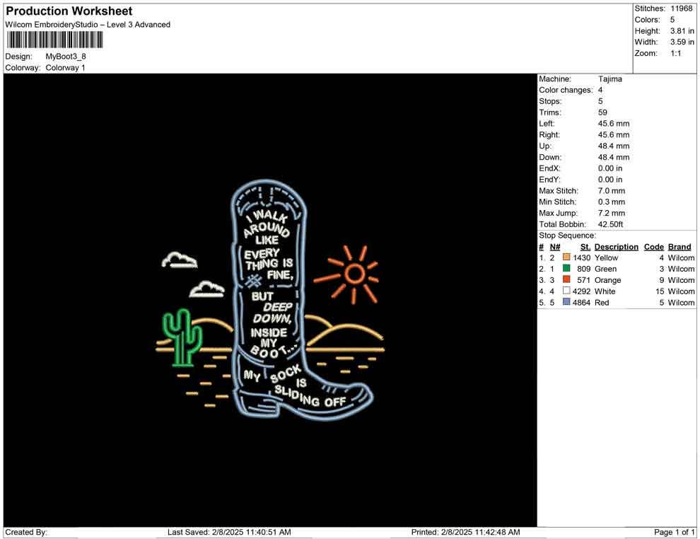 Funny Cowboy Boot Embroidery Design: Western Humor (PES, DST)