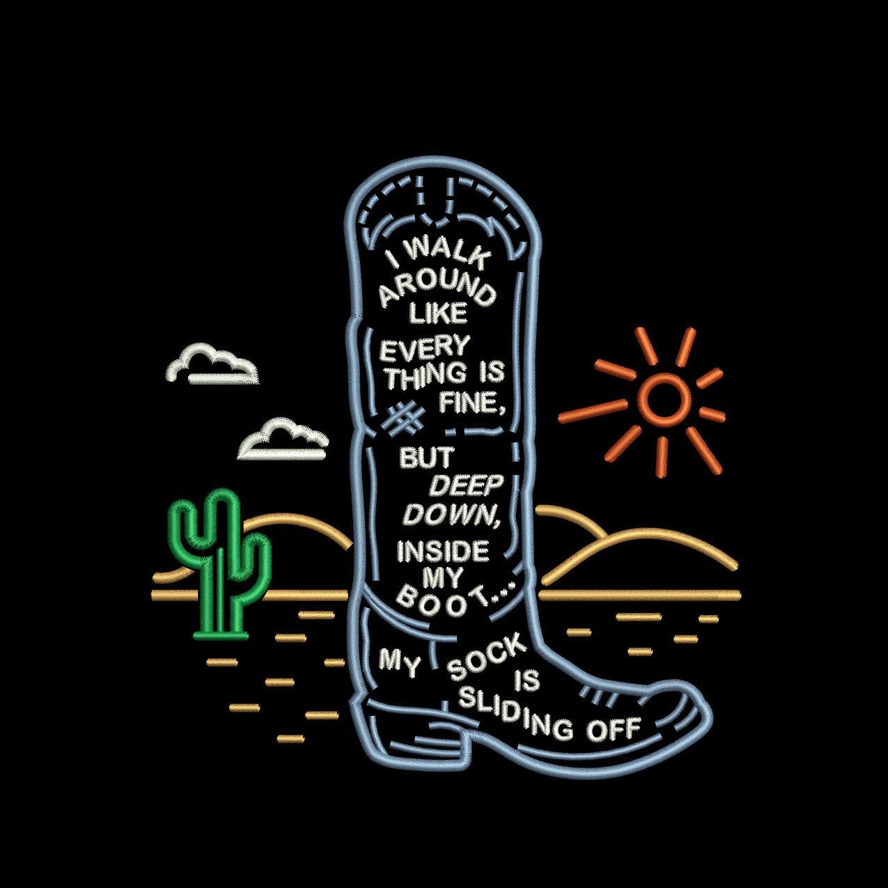 Western Cowboy Boot Cowgirl Machine Embroidery File Funny Southern Design Gift for Her | 4 Sizes