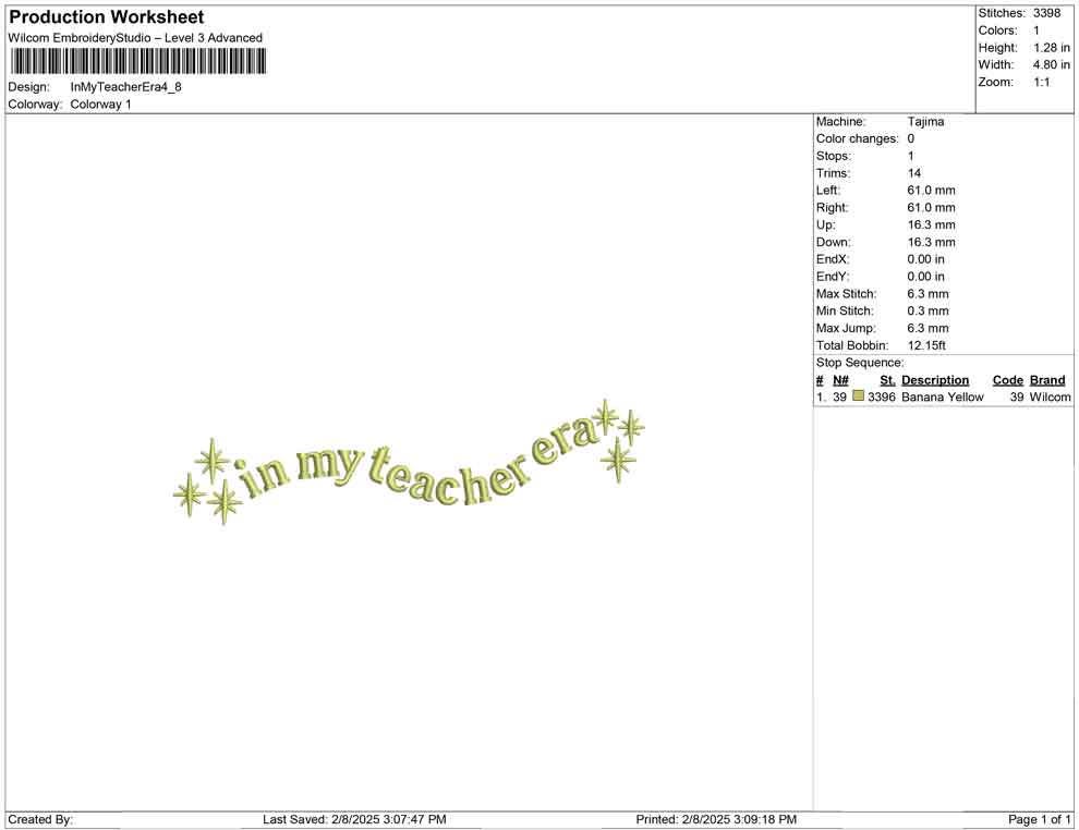 In My Teacher Era Embroidery Design: School Professor File (Digital Download)