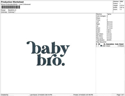Baby Bro Embroidery Design: Sibling Gift (Digital Download)