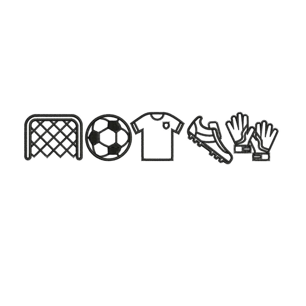Soccer Icon Embroidery Design: Goal, Soccer Ball, Jersey, Cleats, and Gloves Machine Embroidery File Fan Gift (Digital Download)