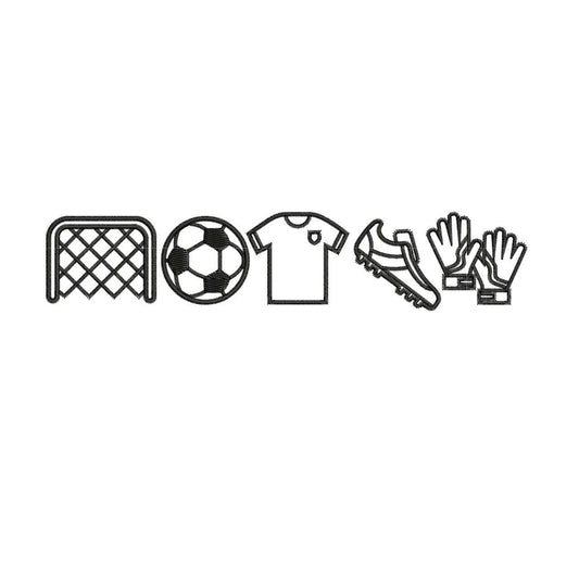 Soccer Icon Embroidery Design: Goal, Soccer Ball, Jersey, Cleats, and Gloves Machine Embroidery File Fan Gift (Digital Download)