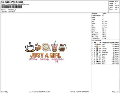 Coffee Lover Embroidery Designs: Latte, Iced Drink, Espresso Machine Embroidery File Caffeine Embroidery Design (Digital Download)