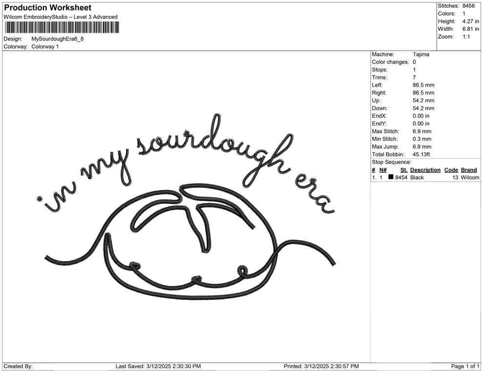 Sourdough Era Embroidery Design: Minimalist Bread Machine File (Digital Download)