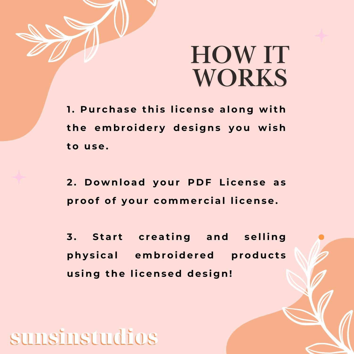 Commercial Use License: 10 Embroidery Designs for Physical Products