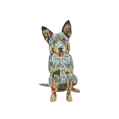 Heeler Dog Embroidery Design: Australian Cattle Dog with Ribbon (Digital Download)