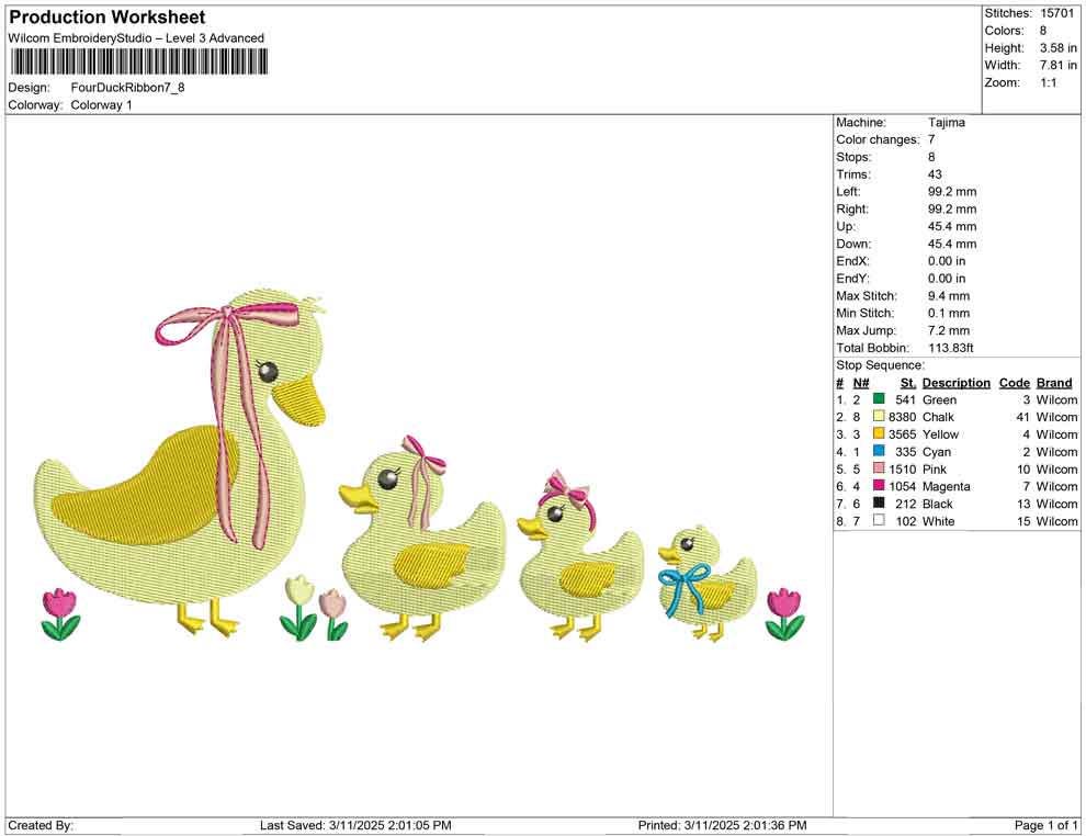 Duck Family Embroidery Design: Vintage Coquette Ribbons (PES, DST)