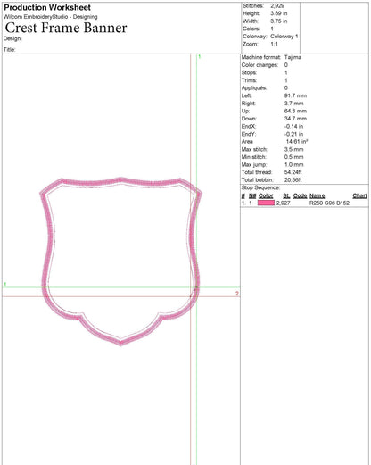 Simple Embroidery Frame: Elegant Crest Embroidery Machine File for Wedding or Baby Name Banner