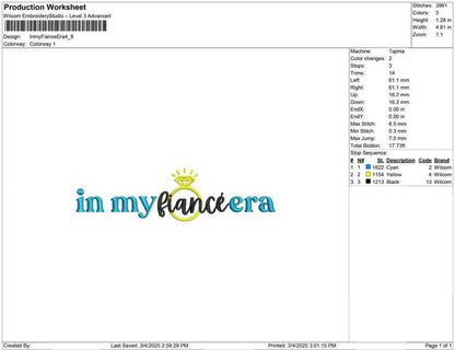 In My Fiancé Era Embroidery Design: Bridal Wedding File (Digital Download)