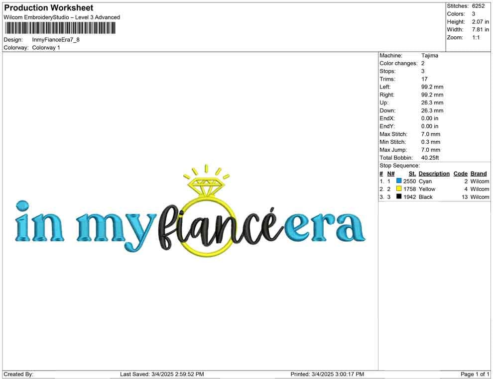 In My Fiancé Era Embroidery Design: Bridal Wedding File (Digital Download)